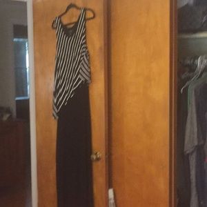 Style & Co. black, black/stripe maxi dress